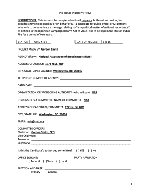 Political Inquiry Form