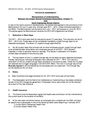 Moa vs mou - TENTATIVE AGREEMENT Memorandum of Understanding Between the - 71 osea aft