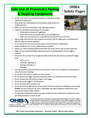 OHBA Safe Use of Pneumatic Nailing Guide