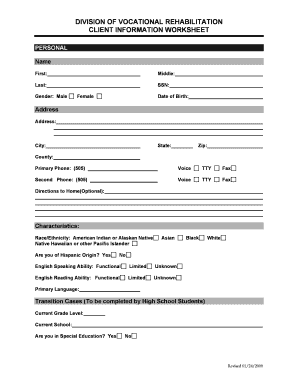 Client Information Worksheet