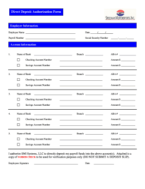 Direct Deposit Authorization Form