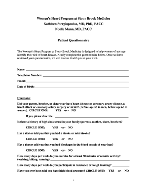 Women’s Heart Program Patient Questionnaire