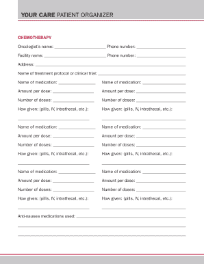 Chemotherapy Patient Organizer Form