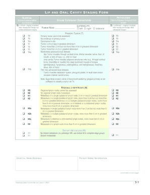 Lip and Oral Cavity Staging Form