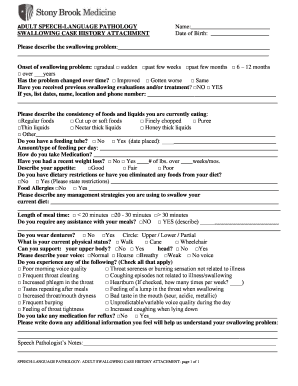 Adult Swallowing Case History Form