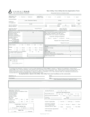 Hawaii Gas Utility Service Application Form