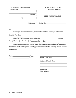 South Carolina Rule to Show Cause