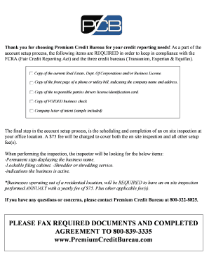 Premium Credit Bureau Service Agreement
