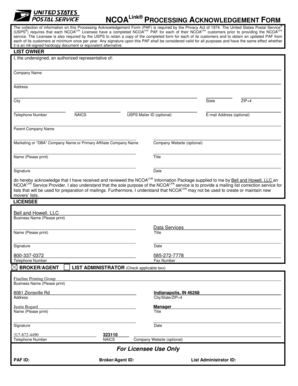 NCOALink Processing Acknowledgement Form