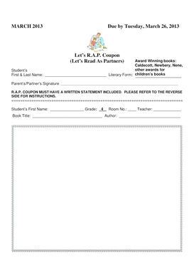 Let's R.A.P. Coupon for Award Winning Children's Books
