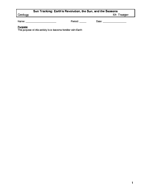 Sun Tracking Activity Worksheet