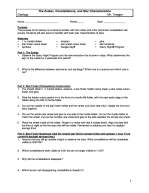 Zodiac and Constellations Activity Worksheet