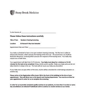 Newborn Hearing Screening Appointment Form