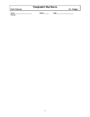 Topographic Map Basics Worksheet