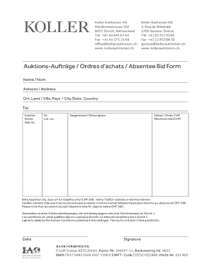 Absentee Bid Form