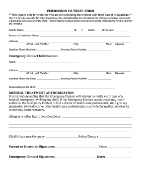 Child Emergency Contact and Medical Treatment Authorization Form