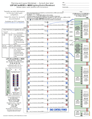 Lighting Control Panelboard Planning Worksheet