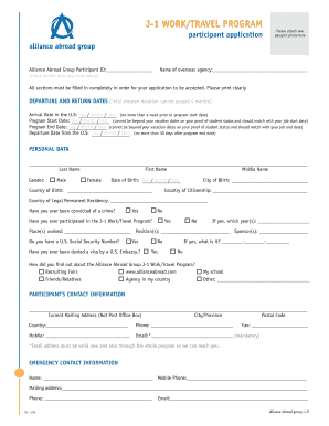J-1 Work/Travel Program Application
