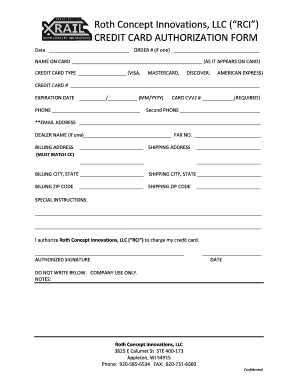 Credit Card Authorization Form