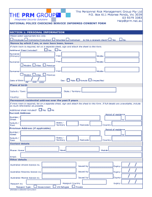 National Police Checking Service Informed Consent Form