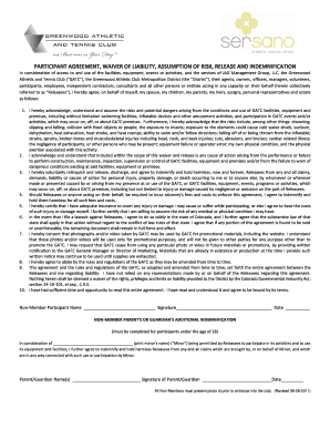 Participant Agreement Waiver of Liability