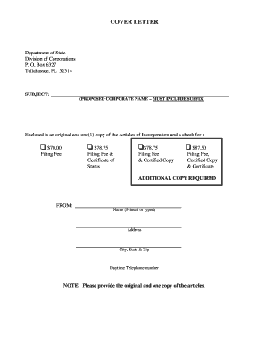 Florida Nonprofit Articles of Incorporation