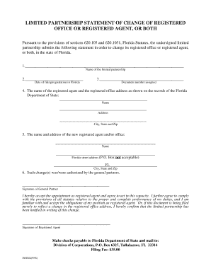 Florida Limited Partnership Change of Registered Office or Agent