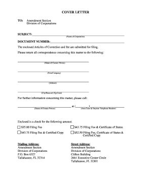 Florida Articles of Correction