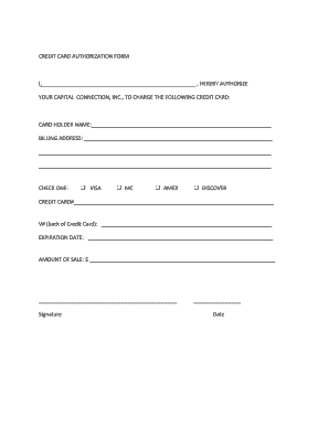 Credit Card Authorization Form