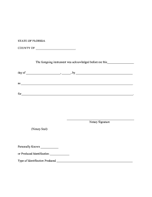 Florida Notary Acknowledgment Form