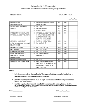 Short Term Accommodations Fire Safety Requirements