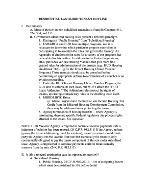 RESIDENTIAL LANDLORD TENANT OUTLINE