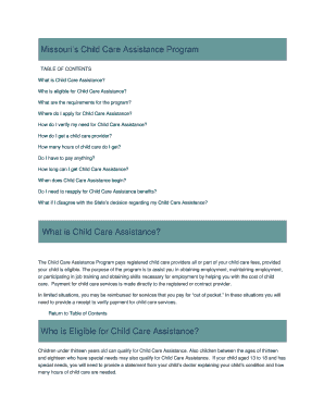 Missouris Child Care Assistance Program