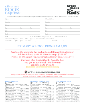 Primary School Program Order Form