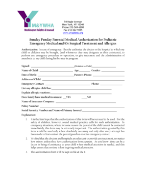 Parental Medical Authorization for Pediatric Emergency Treatment