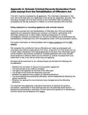 Schools Criminal Records Declaration Form