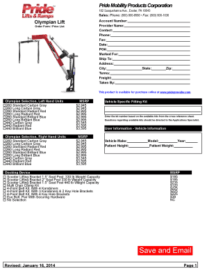 Pride Mobility Olympian Lift Order Form