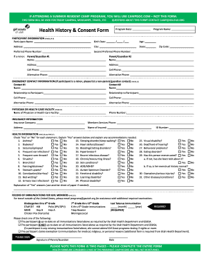 Girl Scouts of Utah Troop Camping Health Forms
