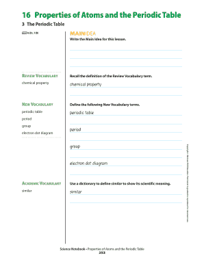 Periodic Table Worksheet