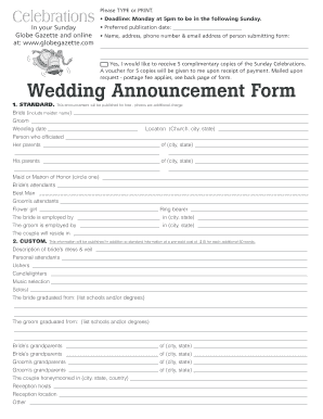 Wedding Announcement Form
