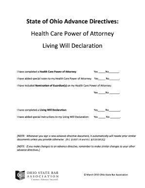 Ohio Advance Directives Health Care Power of Attorney