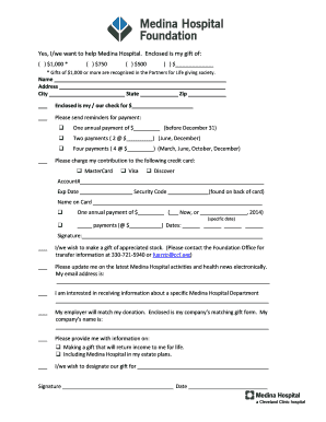 Medina Hospital Donation Form