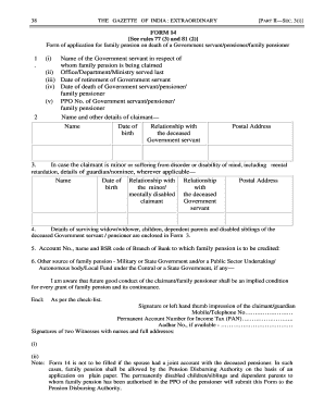 Form 14 - Family Pension Application