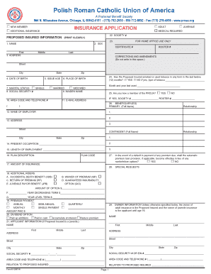 PRCUA New Member Insurance Application