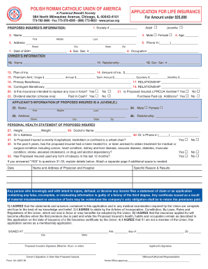 PRCUA Life Insurance Application