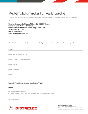 Widerrufsformular fr Verbraucher - distrelecde