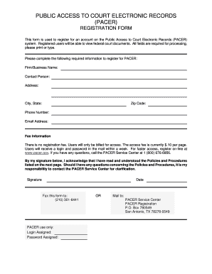 PACER Registration Form