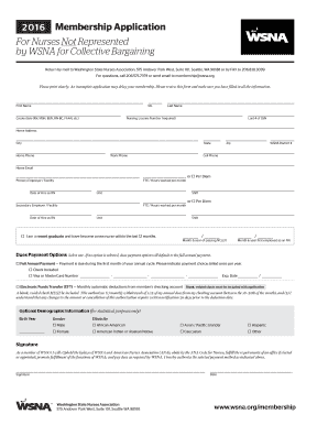 2016 Washington State Nurses Association Membership Application