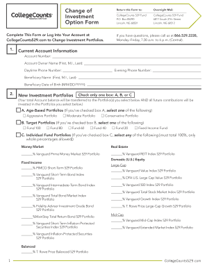 CollegeCounts 529 Fund Investment Change Form