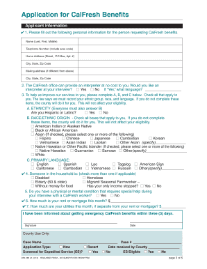 California CalFresh Benefits Application